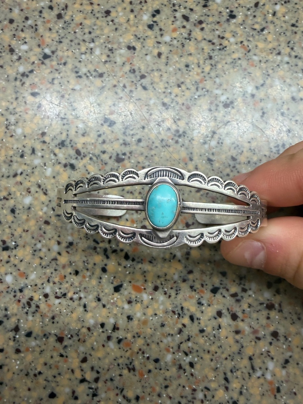Sterling Silver Turquoise Cuff Bracelet (Native made)